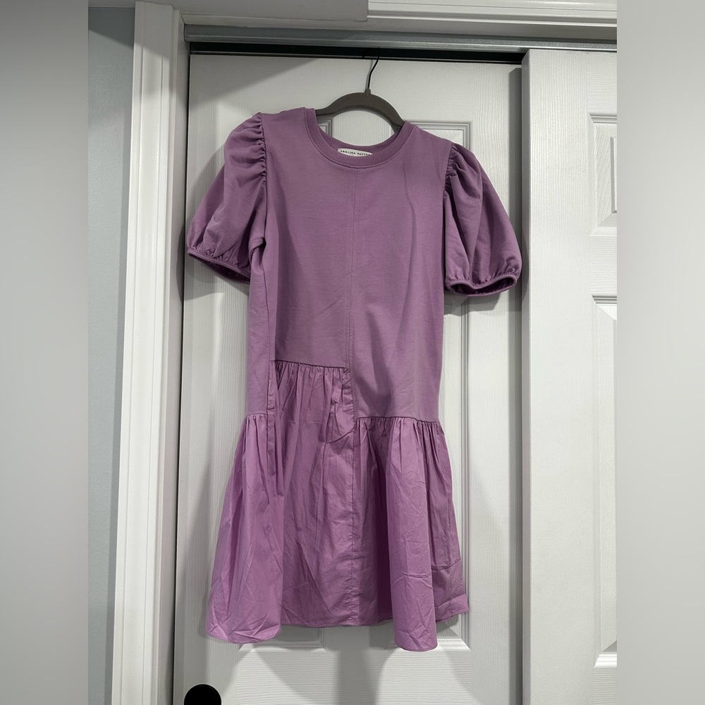 English Factory Lilac Puff Sleeve Mini Dress